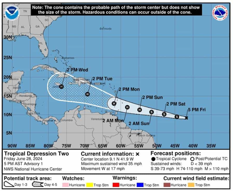 Se forma depresión tropical y se enfila hacia el territorio dominicano