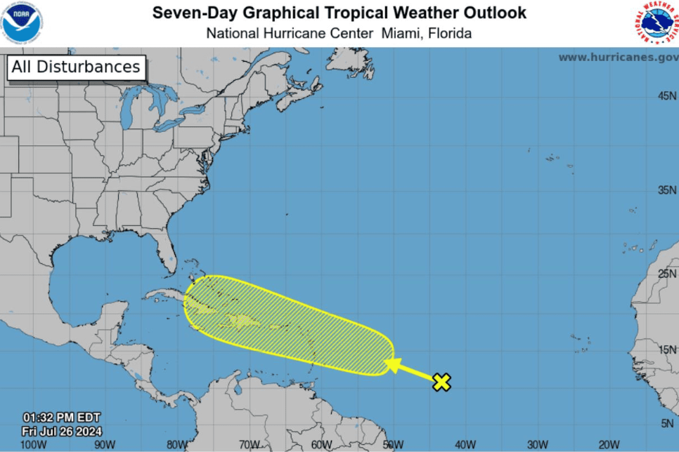 CNH alerta de posible desarrollo de disturbio tropical para la próxima semana