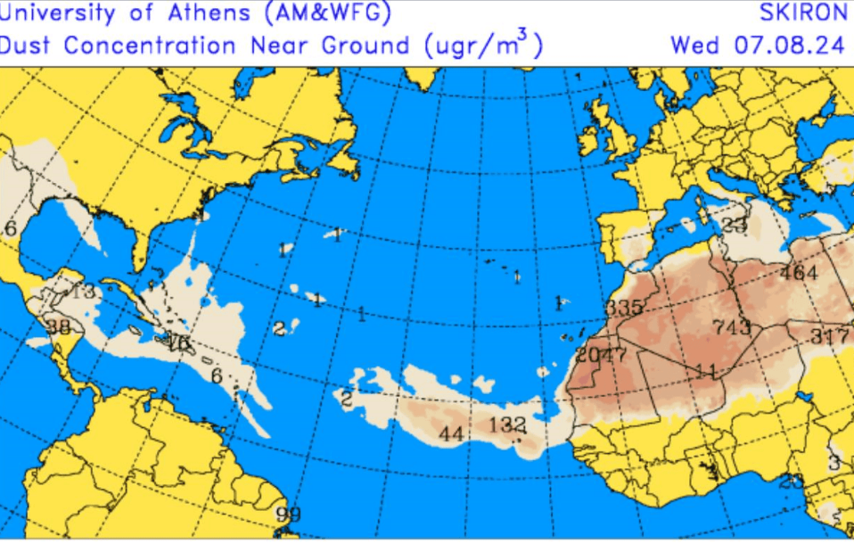 Polvo del Sahara y temperaturas calurosas este miércoles; lluvias en algunas provincias