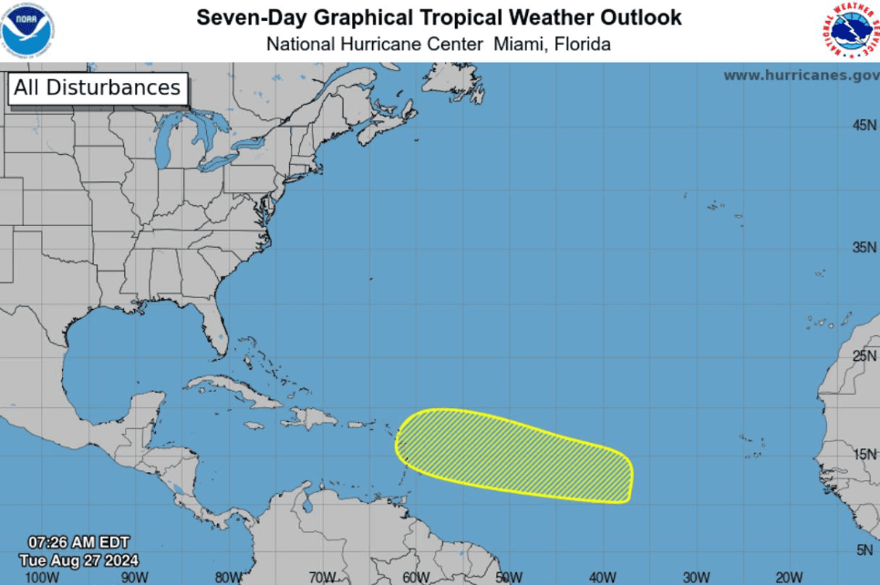 Vigilan zona en el Atlántico que podría convertirse en disturbio tropical