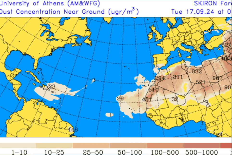 Polvo del Sahara incidirá hasta el sábado con temperaturas muy calurosas y escasas lluvias