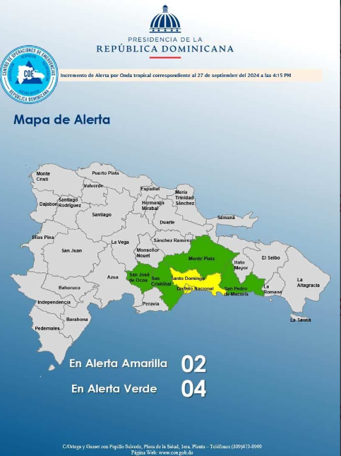 ¡Precaución! Elevan en alerta amarilla al Gran Santo Domingo por onda tropical