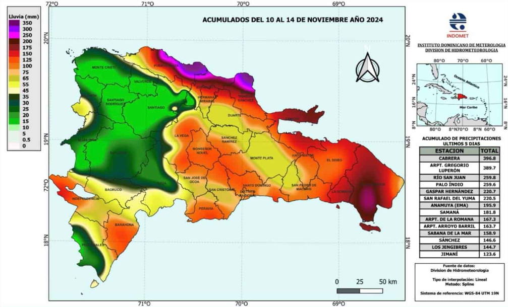 Las lluvias han acumulado hasta 396.8 mm en las estaciones meteorológicas repartidas por el país